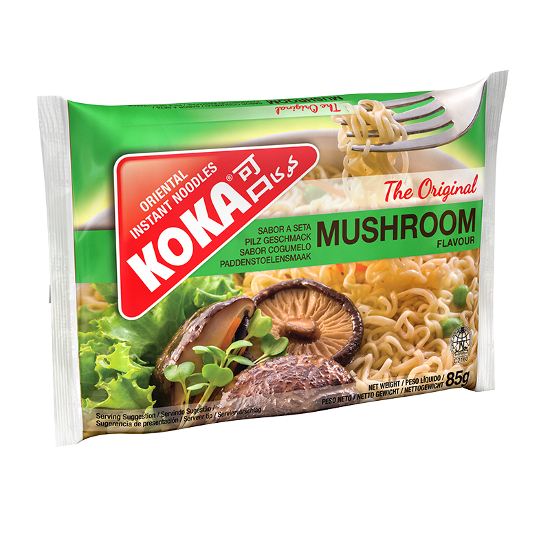 Noodles da Koka de cogumelos, embalagem da koka